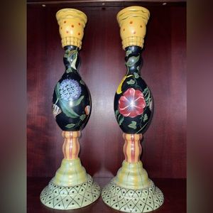 Tracy Porter Stonehouse Farm Hand Painted Set Candle Holders 15 in.